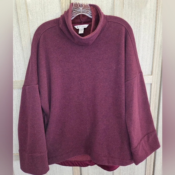 Athleta Tops - Athleta Womens Cozy Karma Funnel Neck Sweatshirt Burgundy Size Small Pockets